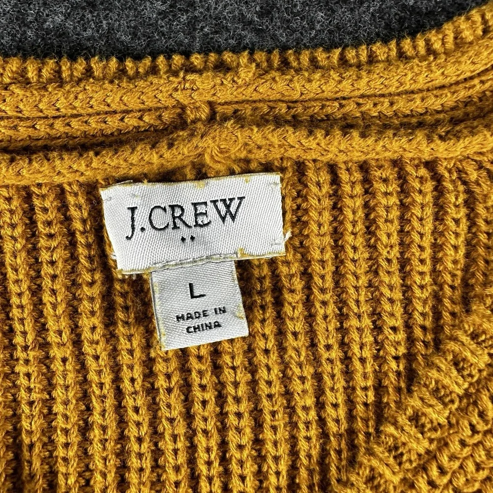 J. Crew Cotton V-neck Tunic Sweater Women's Size Large Mustard Yellow Minimalist